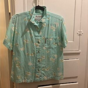 Columbia Aqua Floral Button-Down Shirt